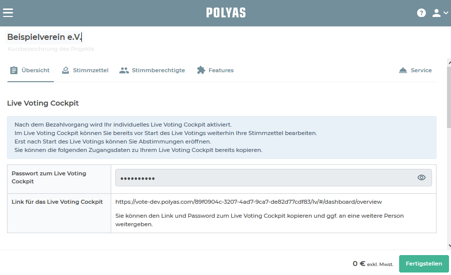 Einladung zum Live Voting per EMail versenden